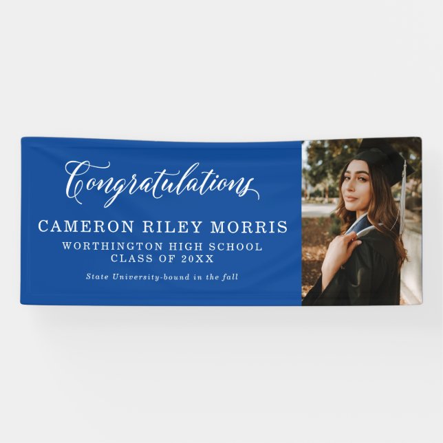 Congratulations graduate blue graduation photo banner (Horizontal)