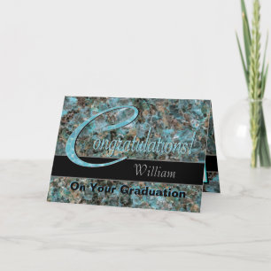 Congratulations Graduate Bold Turquoise and Brown Card