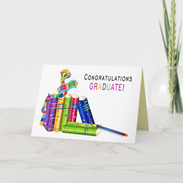 Congratulations Graduate, Bookworm,  Kaleidoscope Card (Front)