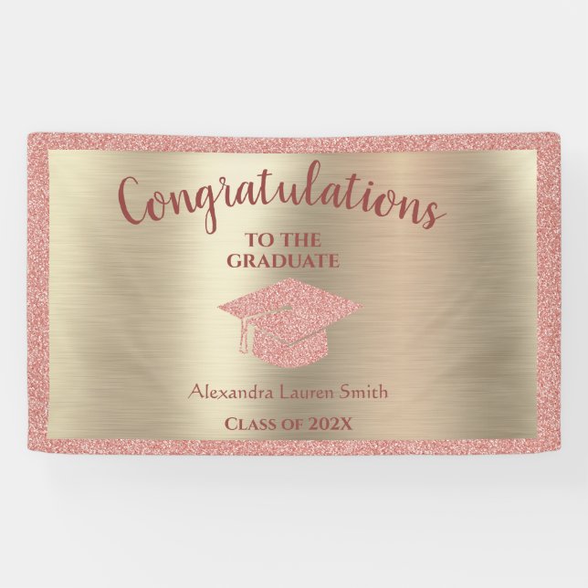 Congratulations Graduate Class of 2022 Pink Gold Banner (Horizontal)