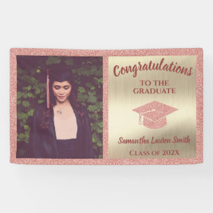 Congratulations Graduate Class of 2022 Pink Gold Banner