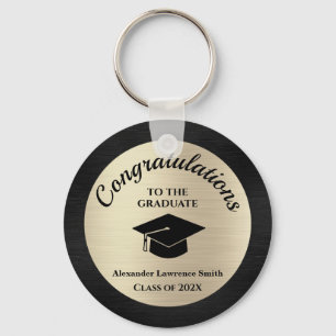 Congratulations Graduate Class of 2024 Black Gold Key Ring