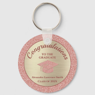 Congratulations Graduate Class of 2024 Pink Gold Key Ring