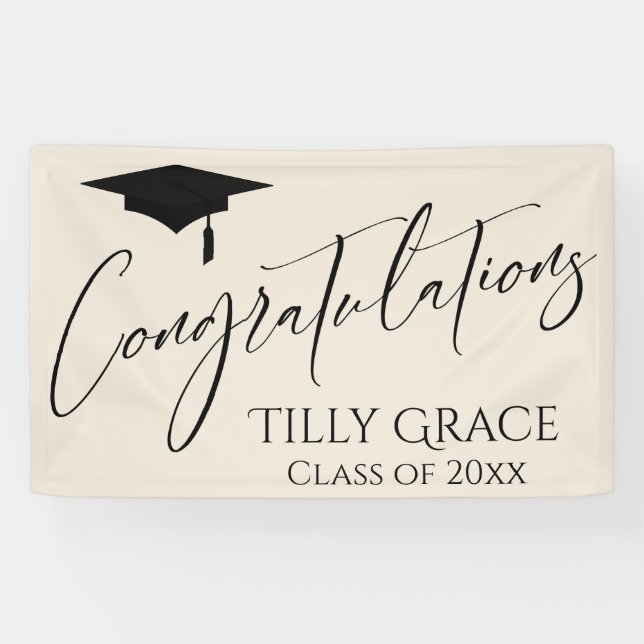 Congratulations Graduate Class of Black on Cream Banner (Horizontal)
