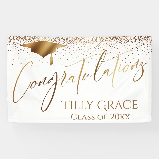 Congratulations Graduate, Class of Gold Confetti Banner (Horizontal)