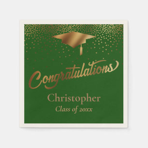 Congratulations Graduate, Class of Gold Dark Green Napkin