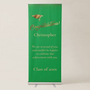 Congratulations Graduate Class of Gold, Green Retractable Banner
