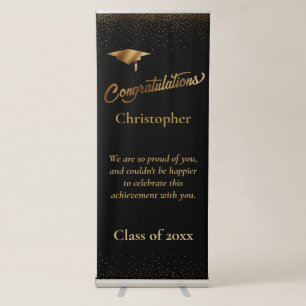 Congratulations Graduate, Class of Gold on Black Retractable Banner