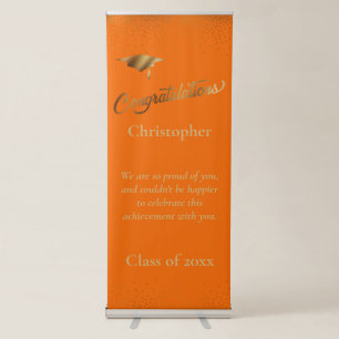 Congratulations Graduate, Class of Gold on Orange Retractable Banner