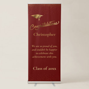 Congratulations Graduate, Class of Gold on Red Retractable Banner