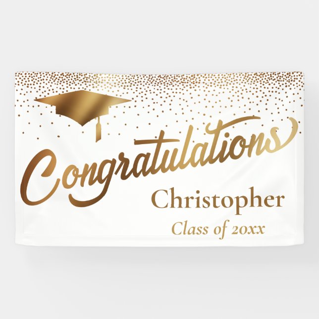 Congratulations Graduate, Class of Gold on White Banner (Horizontal)