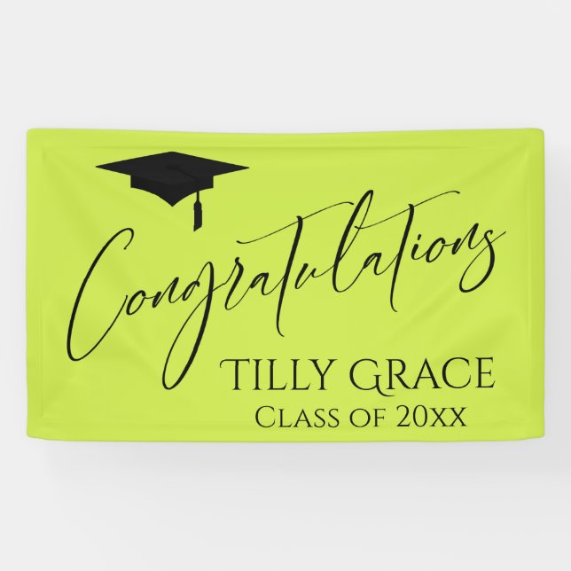 Congratulations Graduate Class of Lime Green Banner (Horizontal)