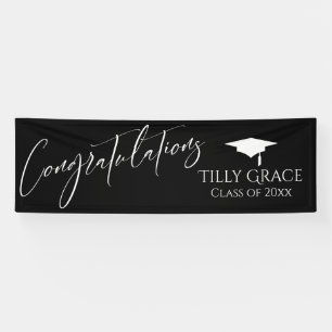 Congratulations Graduate Class of White on Black Banner