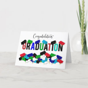Congratulations Graduate Colourful Graduation Caps Card