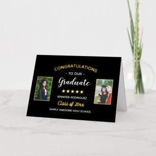 Congratulations Graduate Custom 2 Photo Graduation Foil Greeting Card
