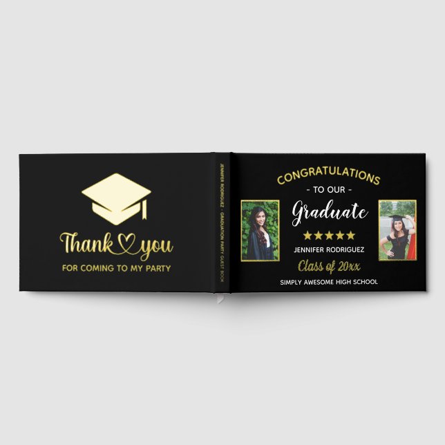 Congratulations Graduate Custom 2 Photo Graduation Guest Book (Full)