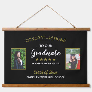 Congratulations Graduate Custom 2 Photo Graduation Hanging Tapestry
