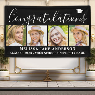 Congratulations Graduate Custom 4 Photo Graduation Banner