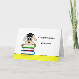 Congratulations Graduate Dog on Book Stack Card