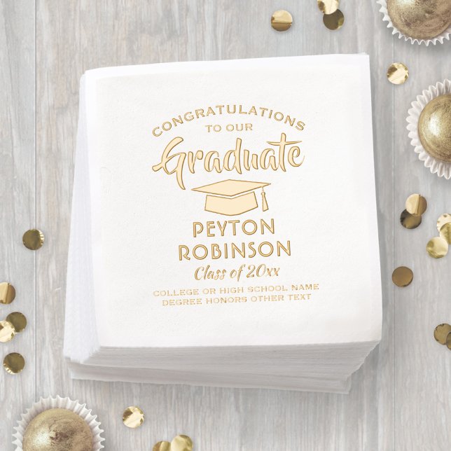 Congratulations Graduate Elegant Modern Graduation Foil Napkins (Creator Uploaded)