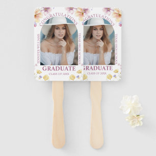 congratulations graduate floral photo stylish hand fan