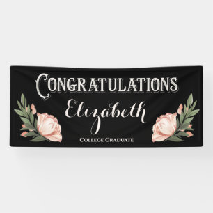 Congratulations Graduate Flowers Black Pink Banner