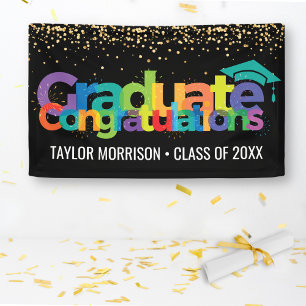 Congratulations Graduate Fun Colourful Gold Banner