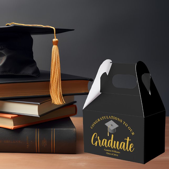 Congratulations Graduate Gold Black Formal Party Favour Box (Creator Uploaded)