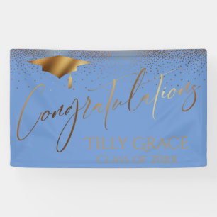 Congratulations Graduate Gold Confetti Blue Banner