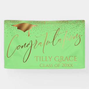 Congratulations Graduate Gold Confetti Light Green Banner