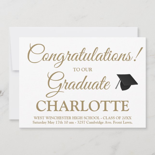 Congratulations graduate gold elegant graduation invitation (Front)