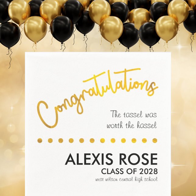 Congratulations Graduate Gold Script Paper Napkin (Creator Uploaded)