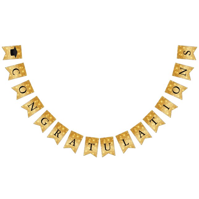 Congratulations Graduate Gold Sparkle Graduation Bunting (All)