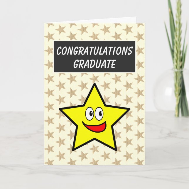 Congratulations Graduate Gold Star Graduation Card (Front)