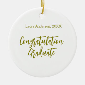Congratulations graduate golden name class 20XX si Ceramic Tree Decoration
