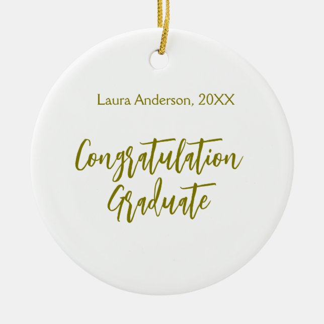 Congratulations graduate golden name class 20XX si Ceramic Tree Decoration (Front)