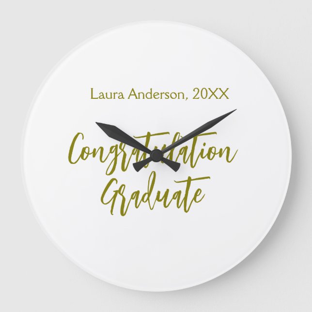 Congratulations graduate golden name class 20XX si Large Clock (Front)
