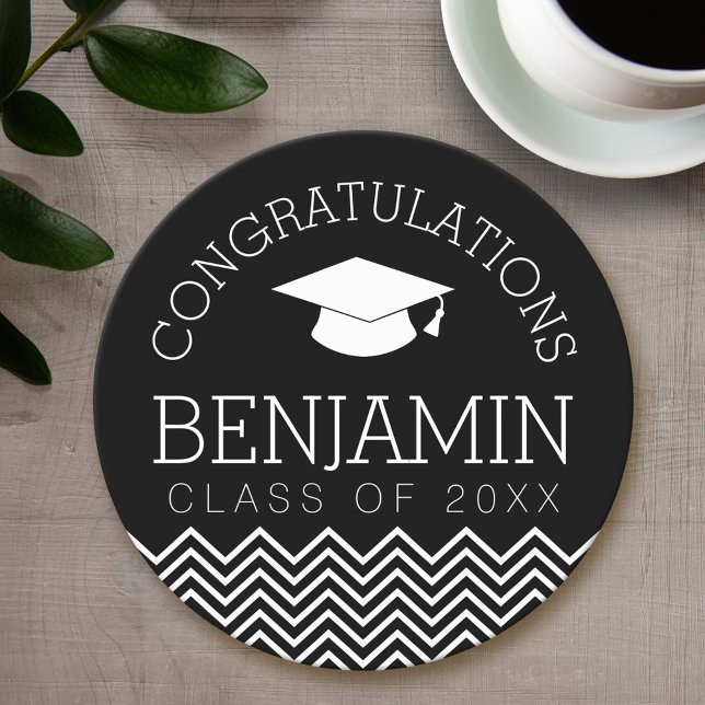 Congratulations Graduate Graduation CAN EDIT COLOR Round Paper Coaster (Personalized coaster - Graduation Party)