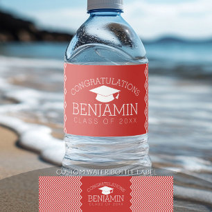 Congratulations Graduate Graduation CAN EDIT COLOR Water Bottle Label