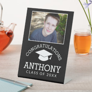 Congratulations Graduate Graduation Cap 1 Photo Pedestal Sign