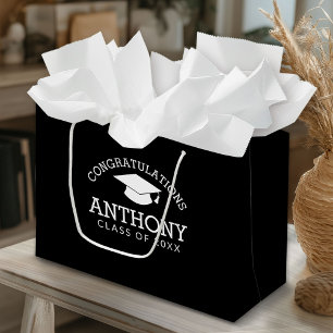 Congratulations Graduate Graduation Cap black Large Gift Bag