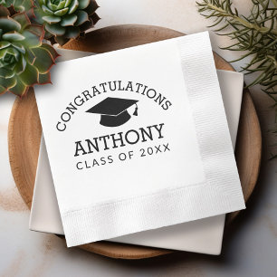 Congratulations Graduate Graduation Cap black Napkin