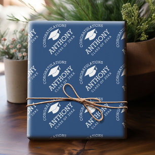 Congratulations Graduate Graduation Cap blue Wrapping Paper