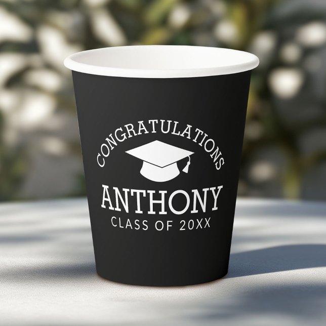 Congratulations Graduate - Graduation Cap Class of Paper Cups (Personalized Paper Cups)