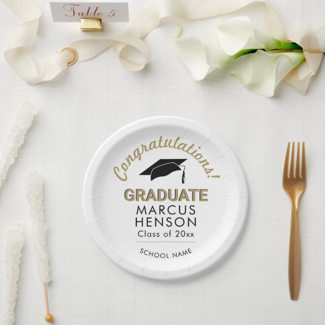 Congratulations Graduate Graduation Cap Paper Plate (Wedding)