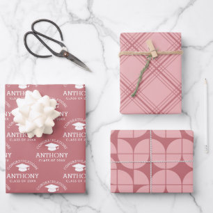 Congratulations Graduate Graduation Cap rose pink Wrapping Paper Sheet
