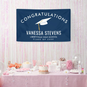 Congratulations Graduate Graduation  Navy Modern  Banner