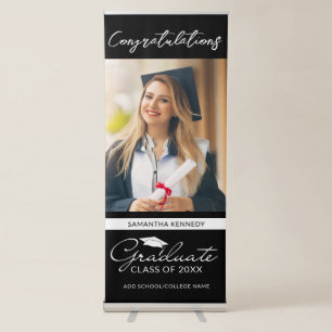 Congratulations Graduate Graduation Photo Black Retractable Banner