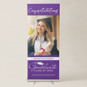Congratulations Graduate Graduation Photo Purple Retractable Banner
