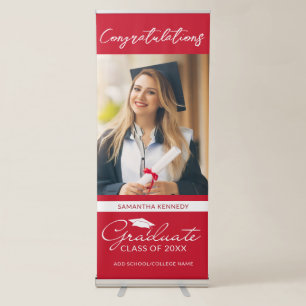 Congratulations Graduate Graduation Photo Red Retractable Banner